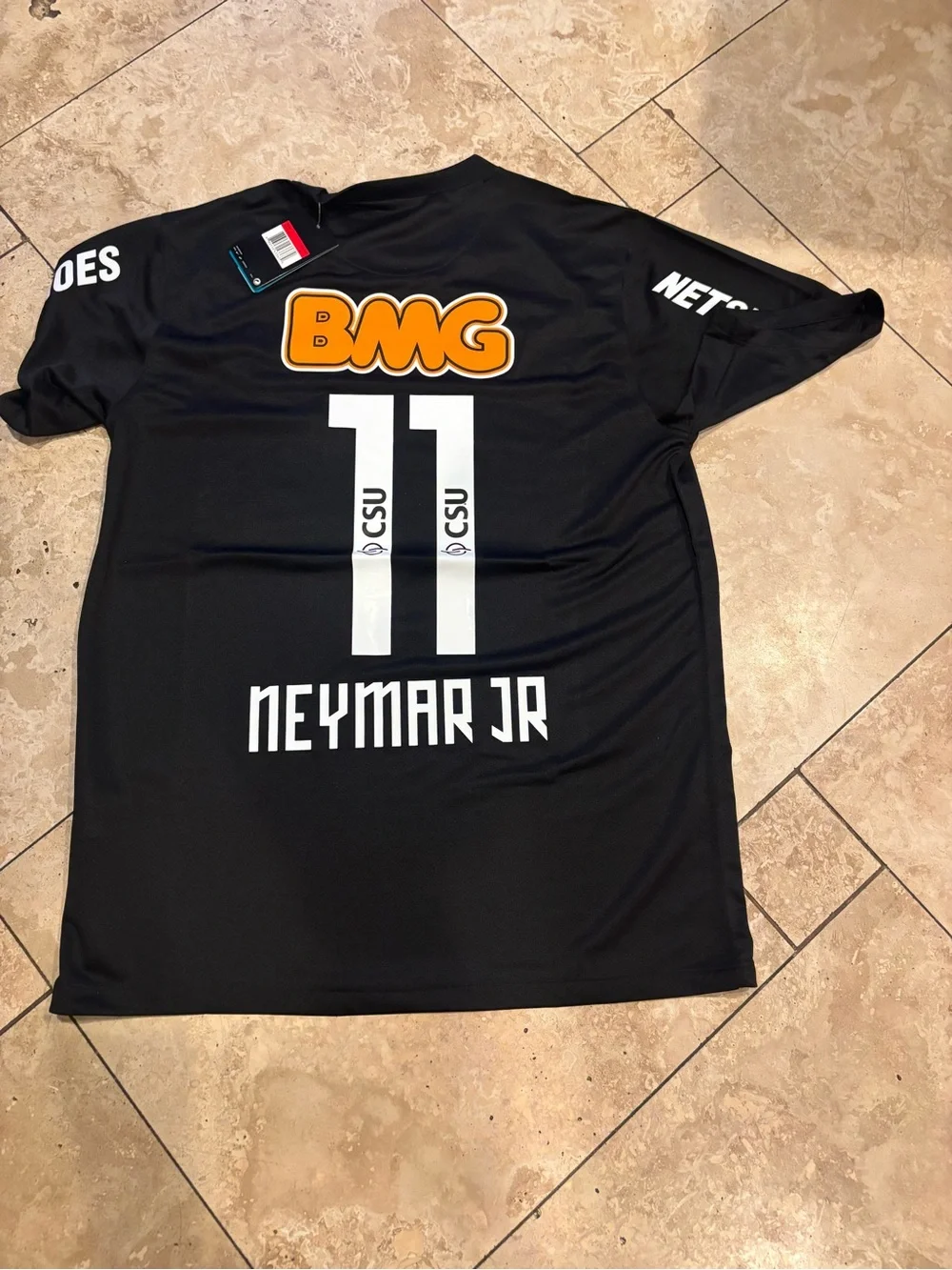 Nike Black Santos FC Jersey with Yellow Sponsor Logo